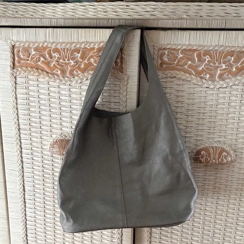 Chic Gray Leather Tote Bag